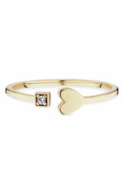 Ring Silber 925 vergoldet mit Herz-Motiv und weißem Zirkonia-Stein