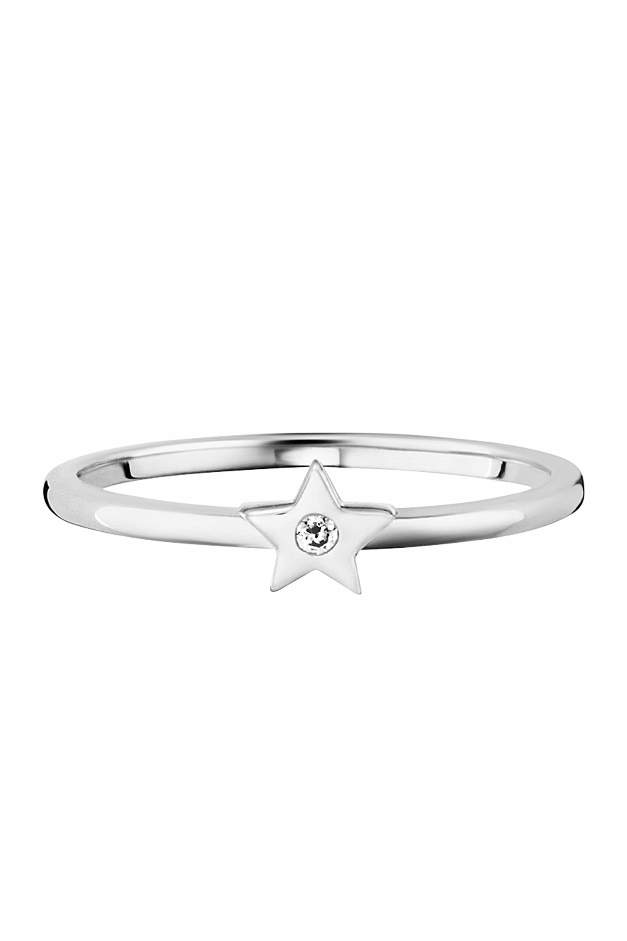 Ring 925 Sterling Silber rhodiniert Stern Zirkonia