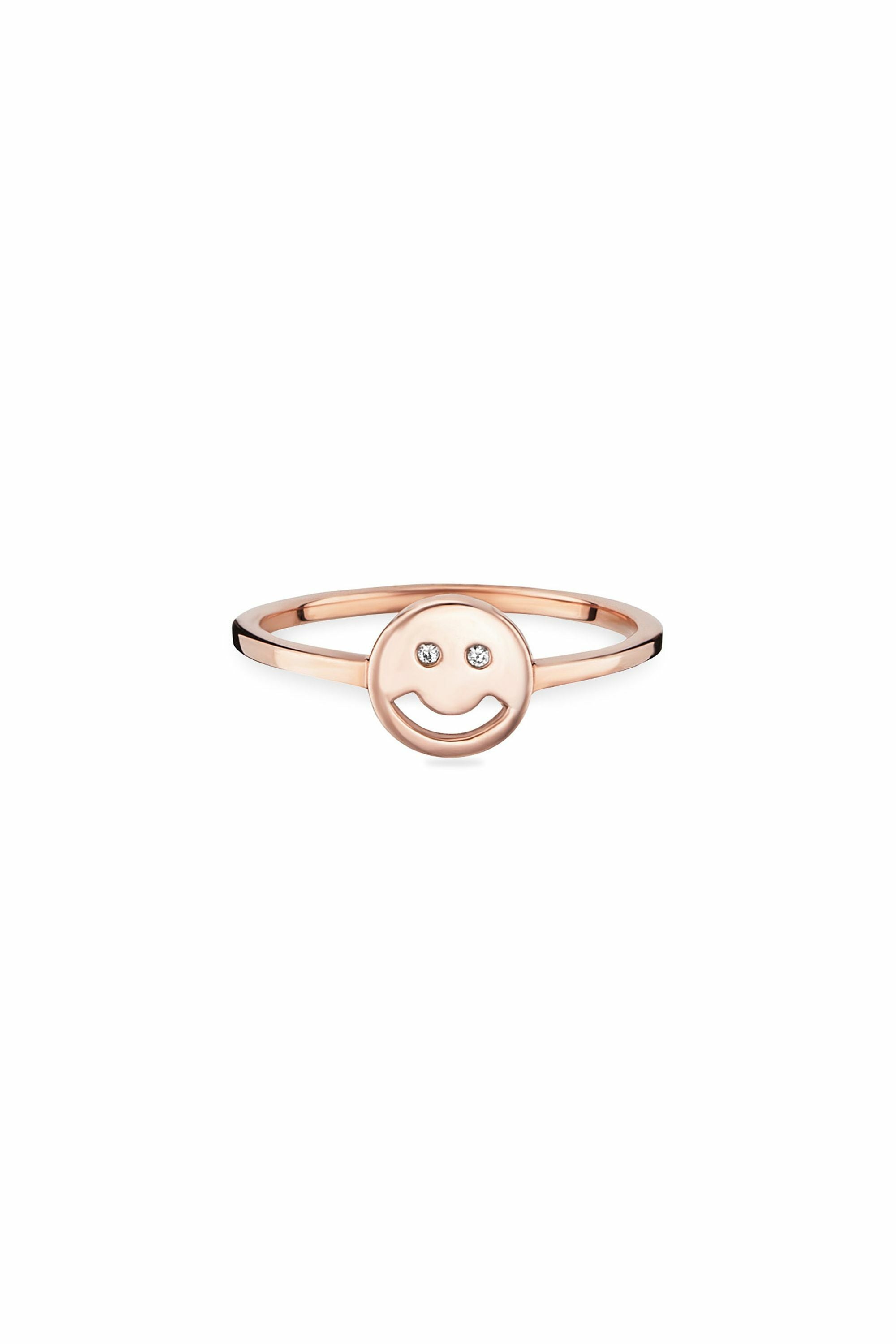 Ring 925 Sterling Silber rotvergoldet Zirkonia Smile