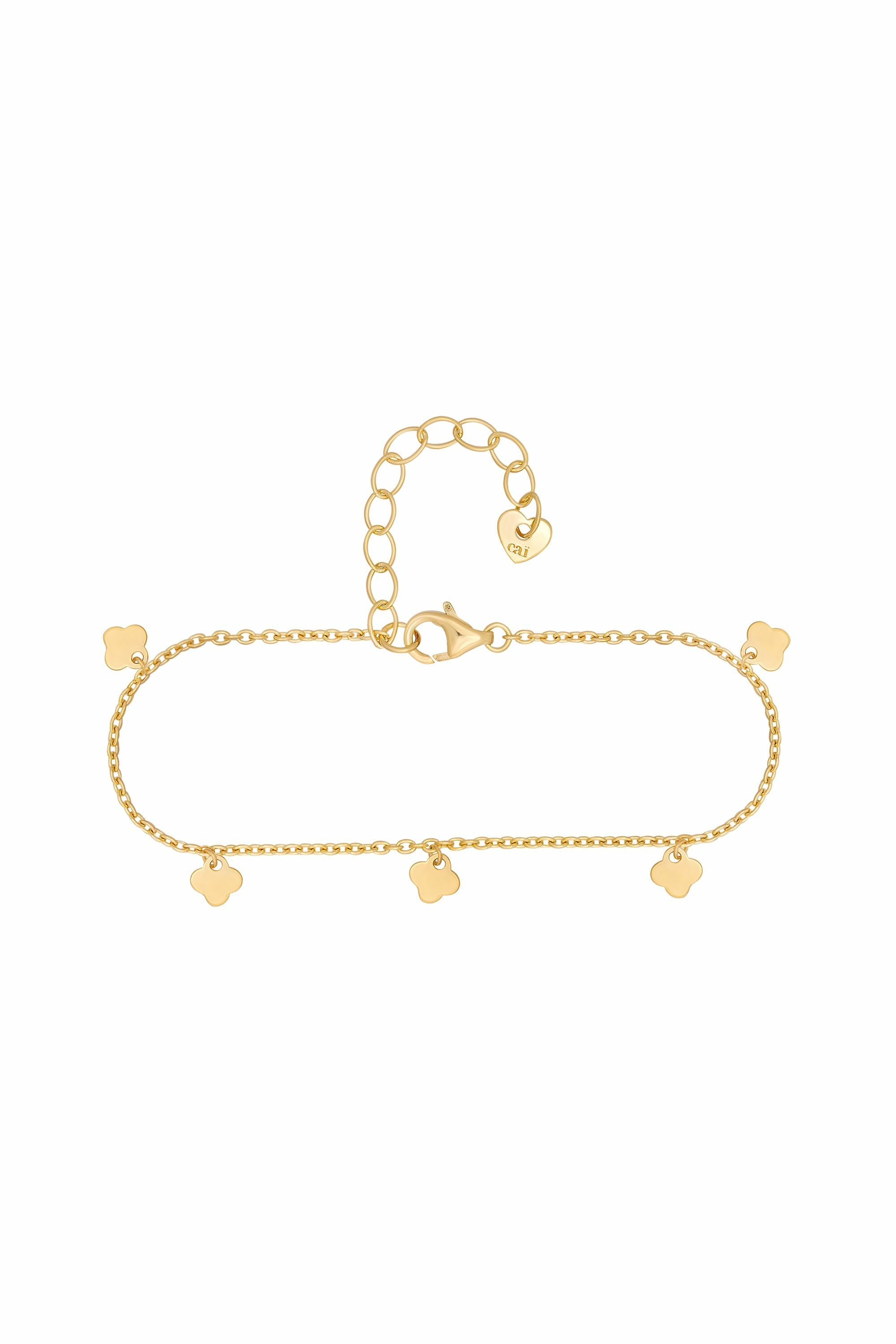 Armband 925 Silber vergoldet Anhänger Kleeblatt