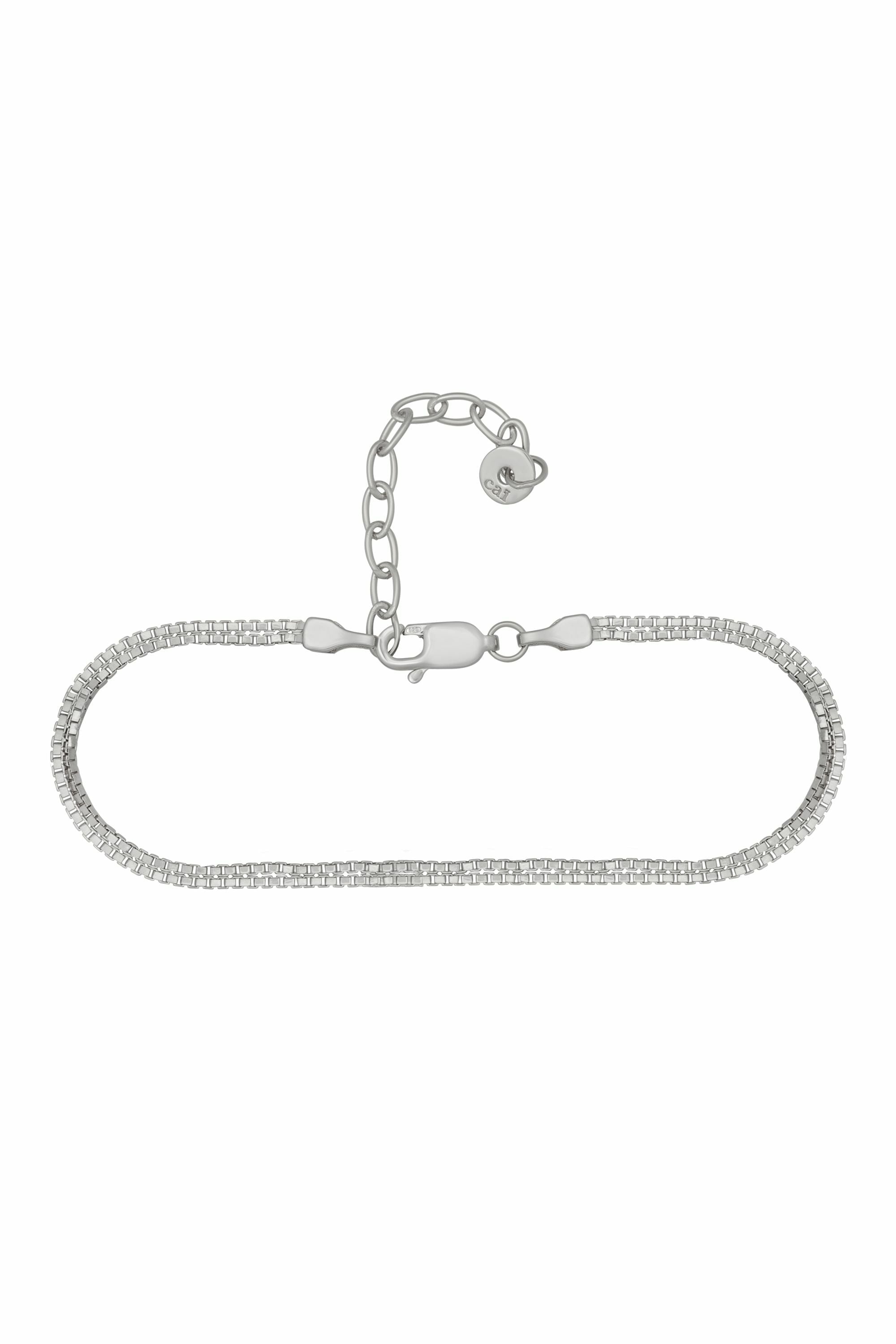 Fußkette 925/- Sterling Silber rhodiniert Venezianer Kette zweireihig