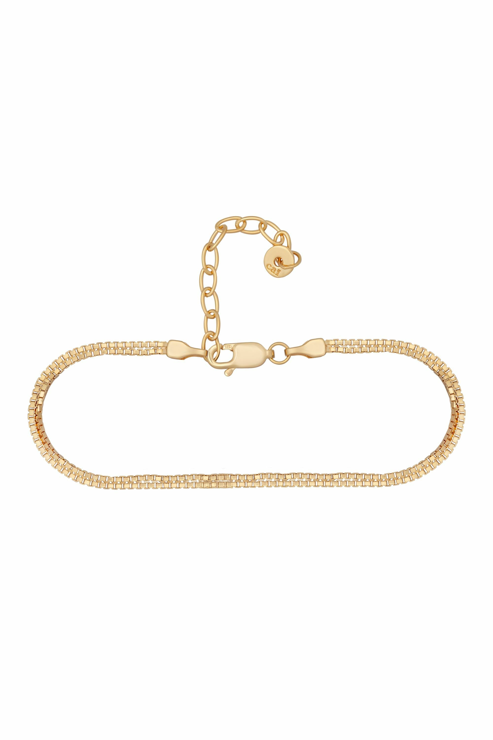 Fußkette 925/- Sterling Silber vergoldet Venezianer Kette zweireihig