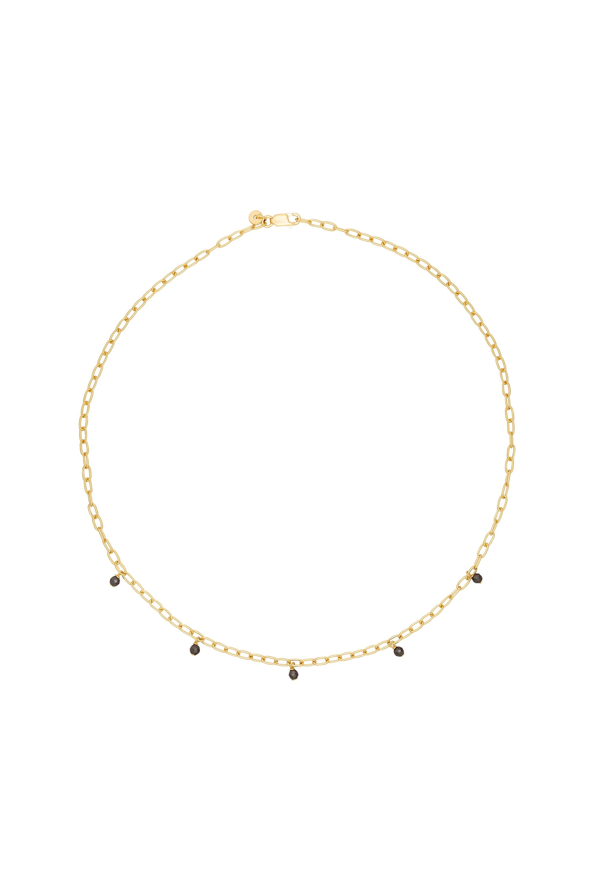 Halskette 925 Silber vergoldet Hämatit