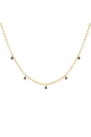 Halskette 925 Silber vergoldet Hämatit