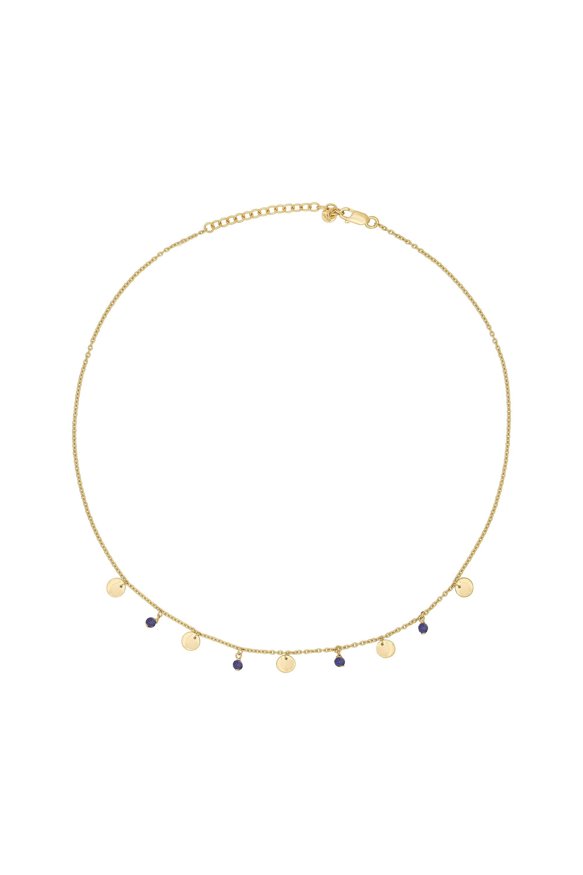 Collier 925 Silber vergoldet Lapislazuli Plättchen