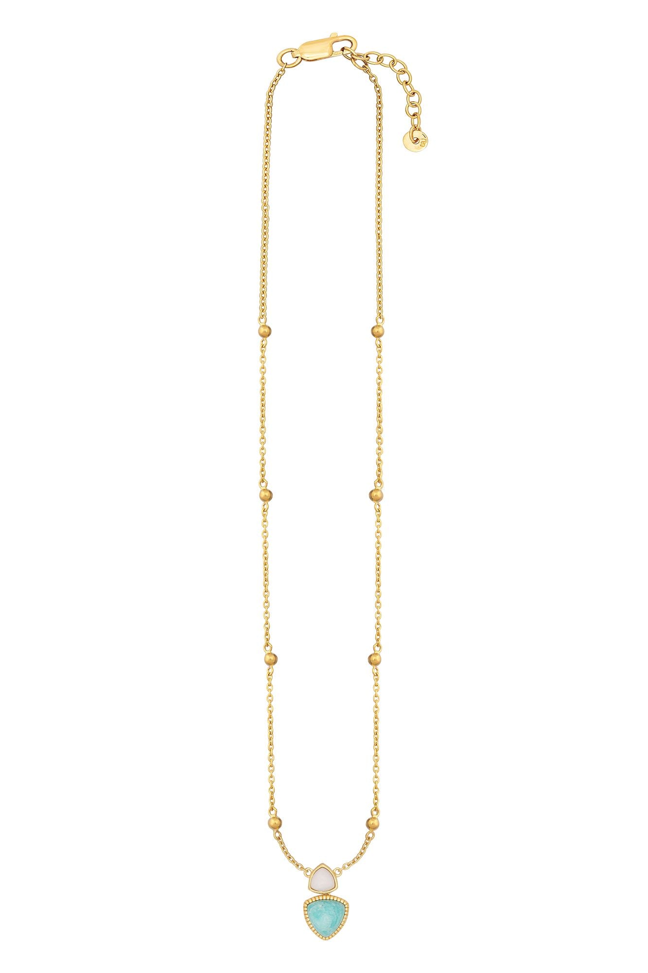 Collier 925 Silber vergoldet Dreiecke Amazonit & weißer Achat