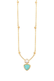 Collier 925 Silber vergoldet Dreiecke Amazonit & weißer Achat