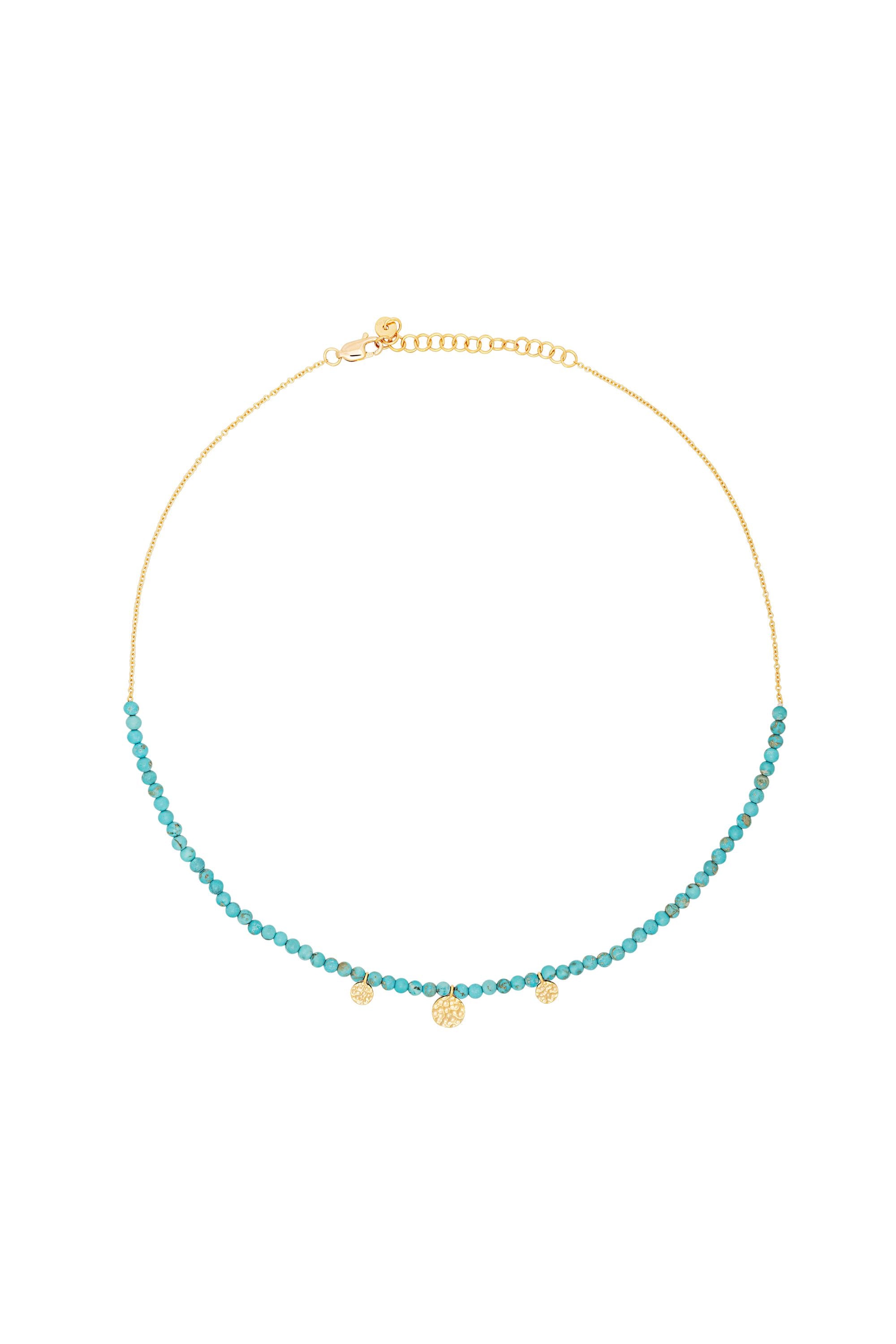 Halskette 925 Silber vergoldet türkiser Howlith Plättchen