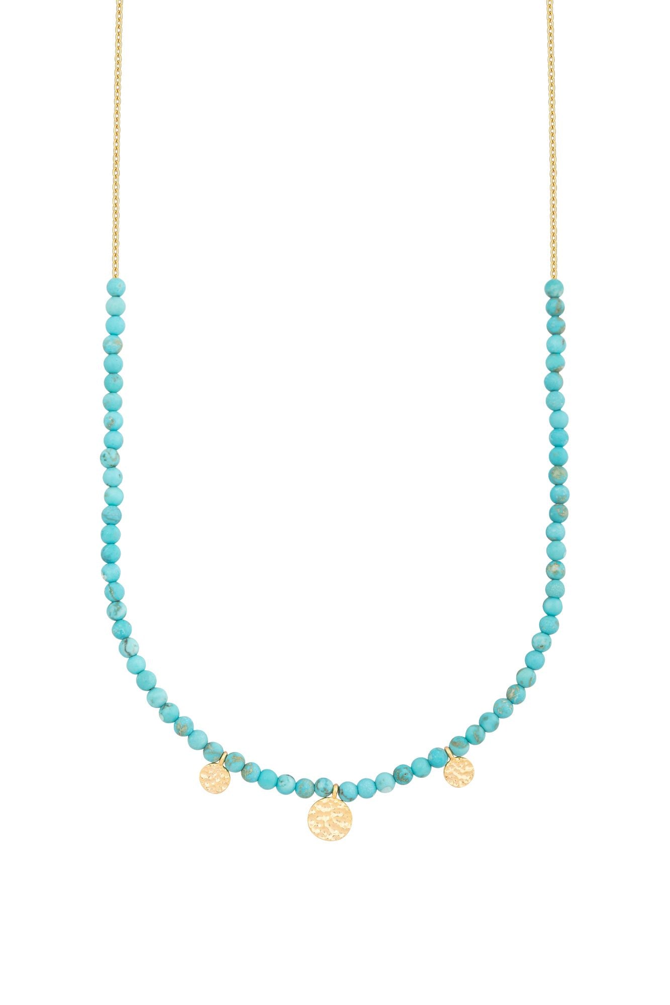 Halskette 925 Silber vergoldet türkiser Howlith Plättchen