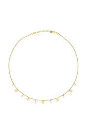 Collier 925 Silber vergoldet Rosenquarz Plättchen