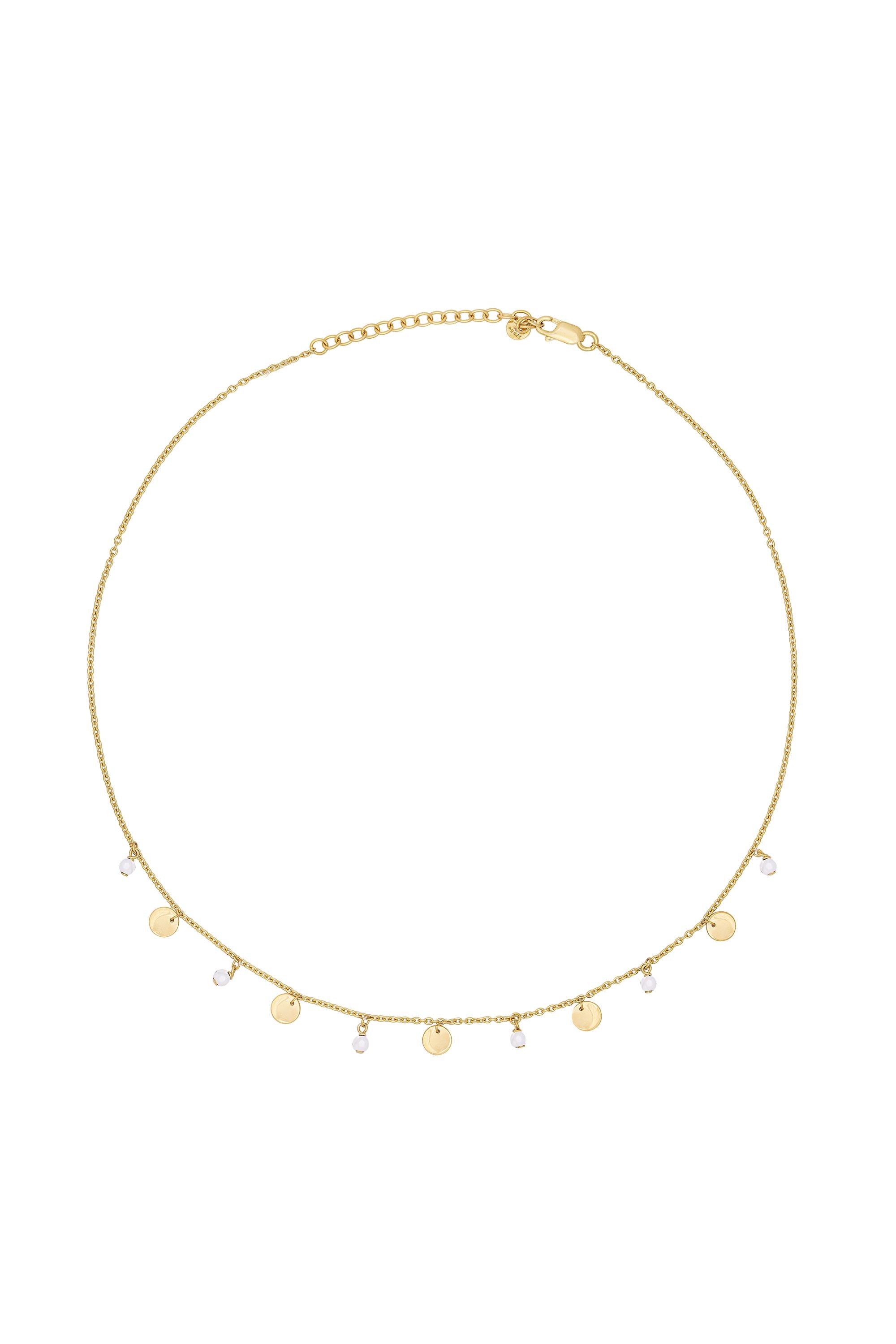 Collier 925 Silber vergoldet Rosenquarz Plättchen