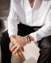 Ring 925/- Sterling Silber matt oxidiert Onyx