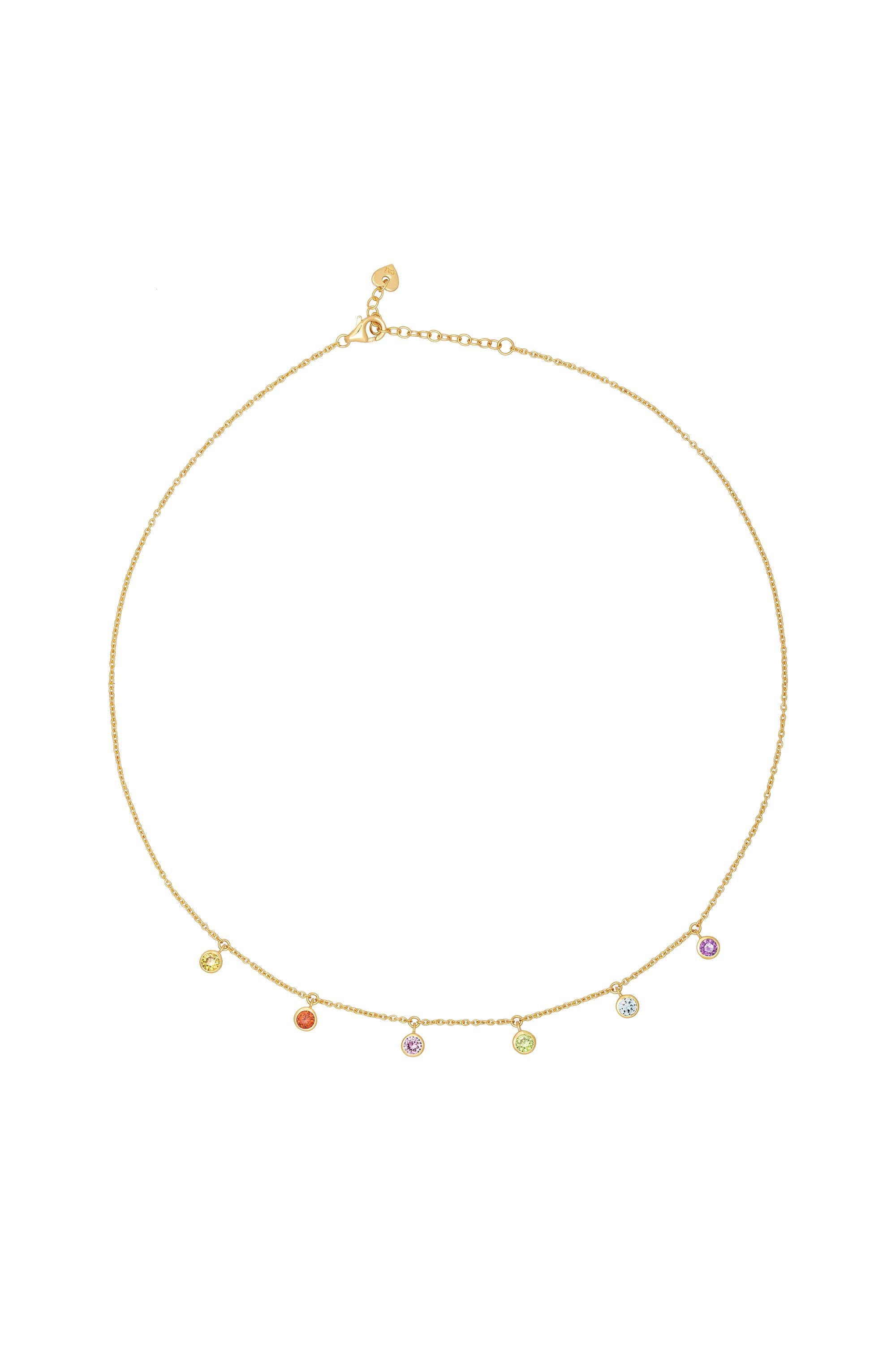 Collier 925 Silber vergoldet Anhänger Zirkonia Rainbow