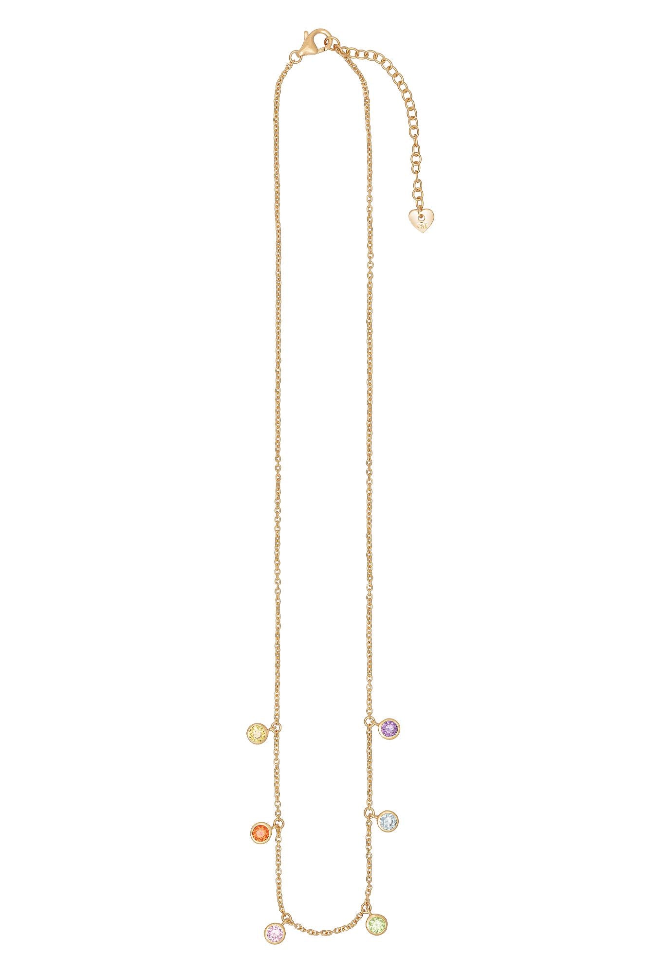 Collier 925 Silber vergoldet Anhänger Zirkonia Rainbow