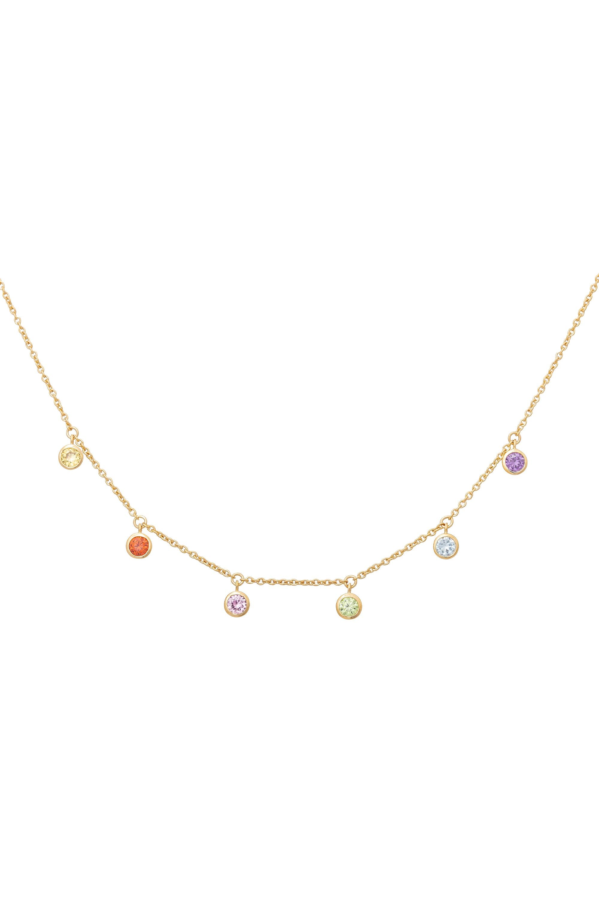 Collier 925 Silber vergoldet Anhänger Zirkonia Rainbow
