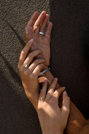 Ring 925 Sterling Silber gelb vergoldet mit Anhängern Kleeblatt Zirkonia