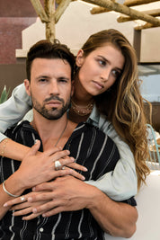 Ring 925 Sterling Silber gelb vergoldet mit Anhängern Kleeblatt Zirkonia