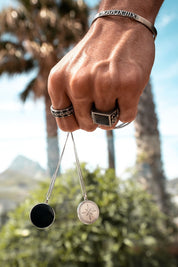 Anhänger mit Kette 925 Sterling Silber rhodiniert Onyx