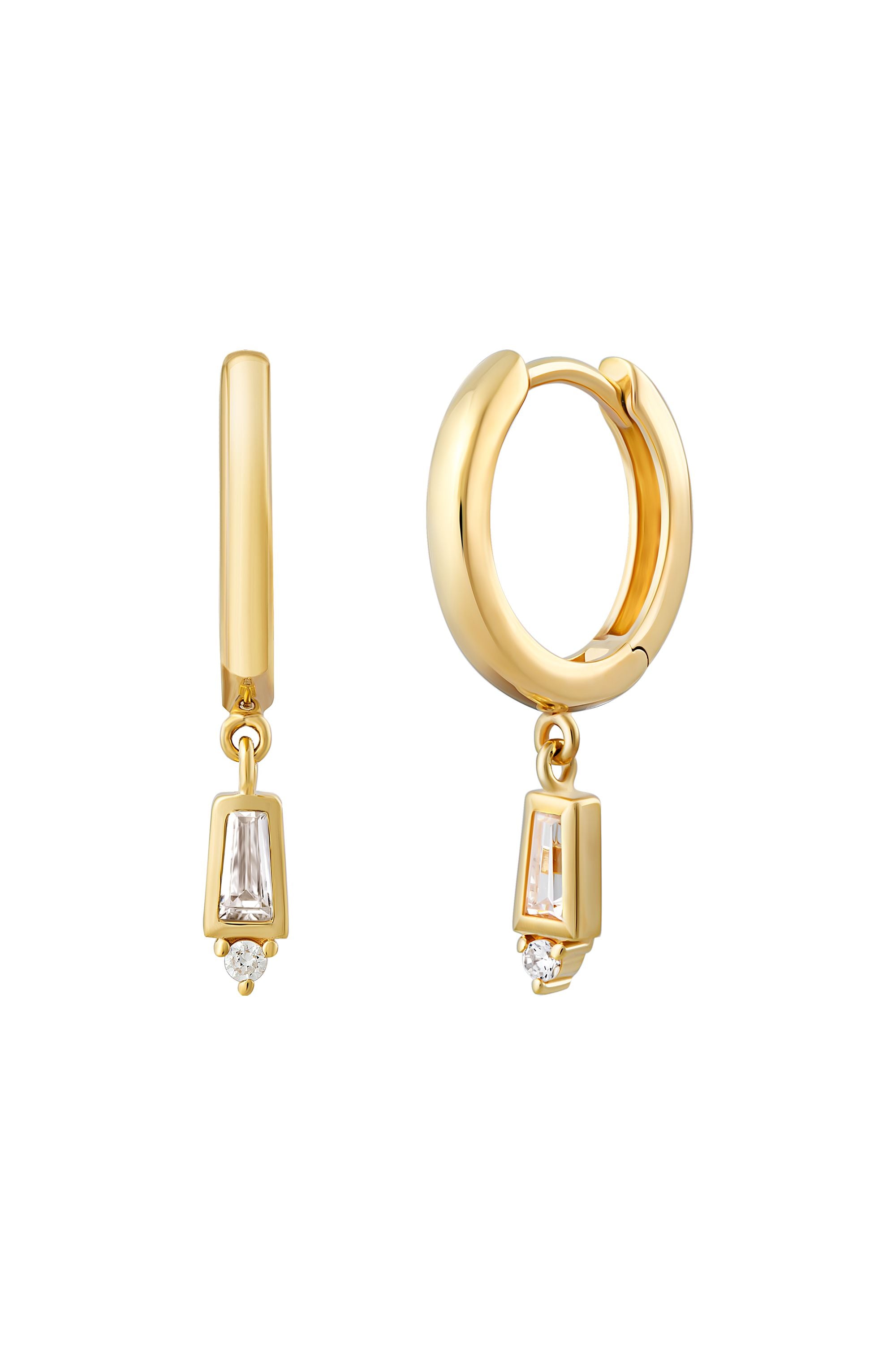 Creole 925 Sterling Silber gelb vergoldet mit Zirkonia Anhänger