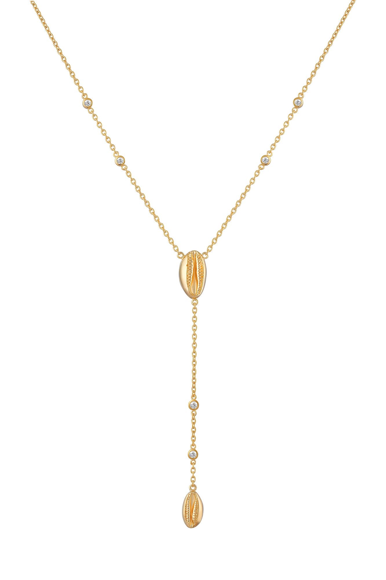 Halskette 925 Sterling Silber vergoldet Zirkonia Kauri Muschel Anhängern