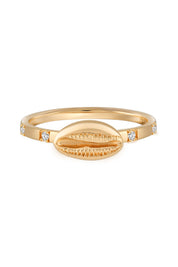 Ring 925 Sterling Silber vergoldet Zirkonia Kauri Muschel