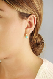 Ohrstecker 925 Silber vergoldet Dreiecke Amazonit & weißer Achat