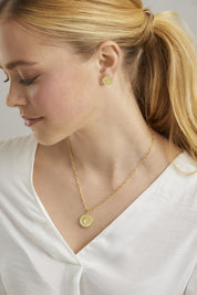 Halskette 925 Silber vergoldet Münze Kompass Sonne