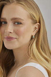 Ohrringe Silber 925 vergoldet 18mm mit echtem Amazonit blau und Achat weiß