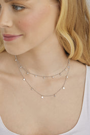 Collier 925/- Sterling Silber rhodiniert Anhänger rund Zirkonia