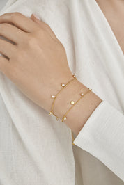 Armband 925/- Sterling Silber vergoldet Anhänger Plättchen Zirkonia