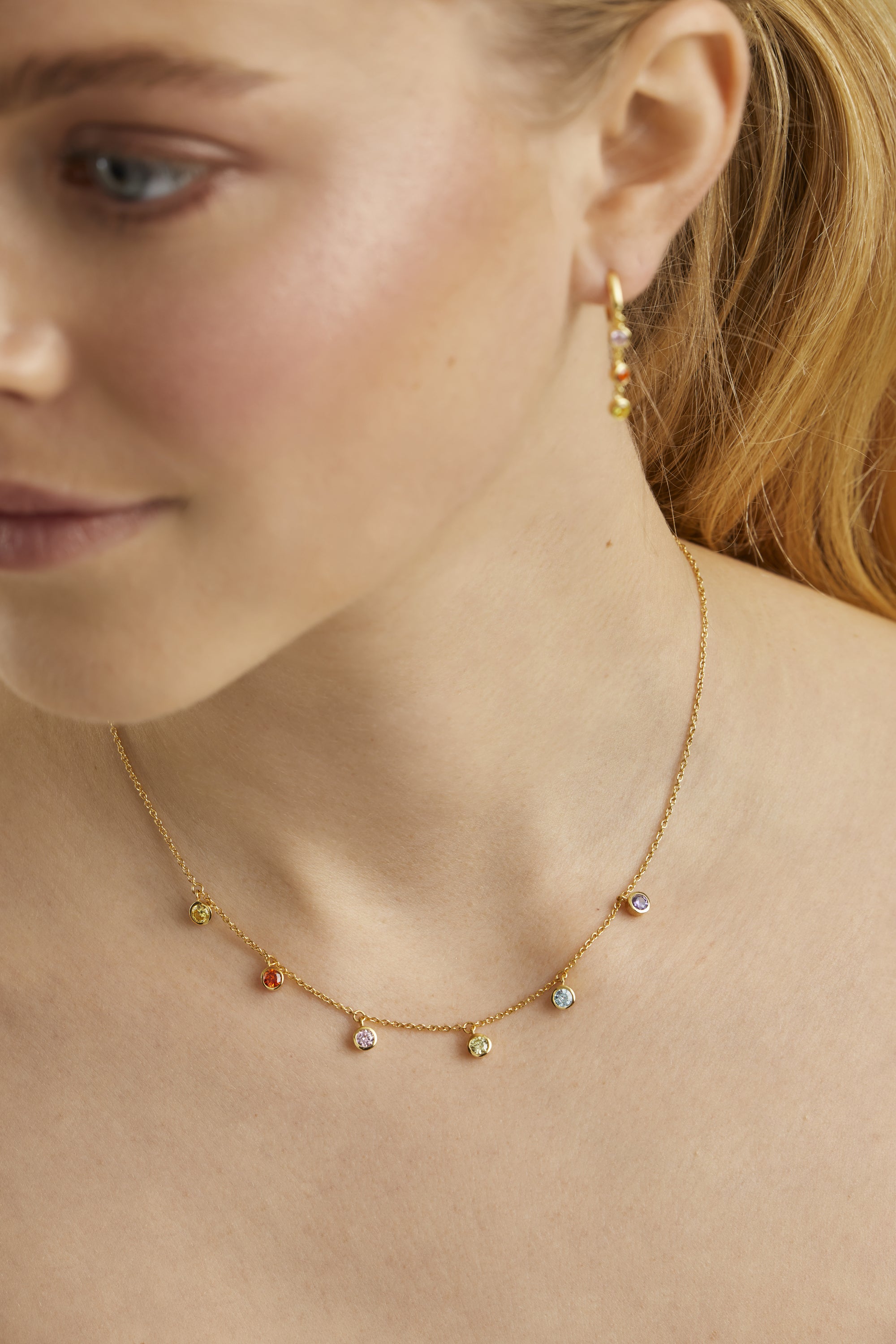 Collier 925 Silber vergoldet Anhänger Zirkonia Rainbow