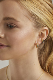 Ear Cuff 925 Silber vergoldet Hämatit Plättchen