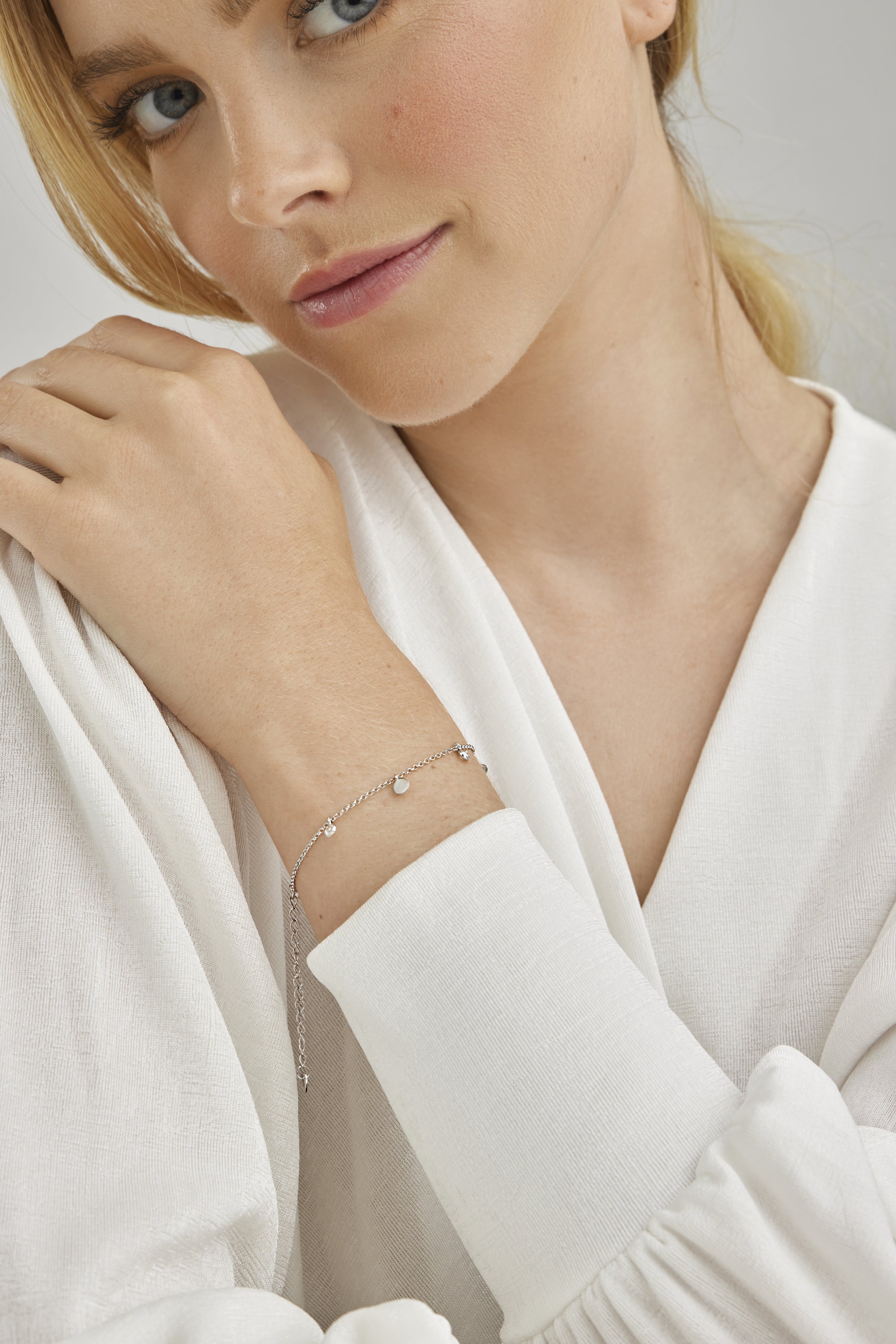 Armband 925/- Sterling Silber rhodiniert Anhänger Plättchen Zirkonia