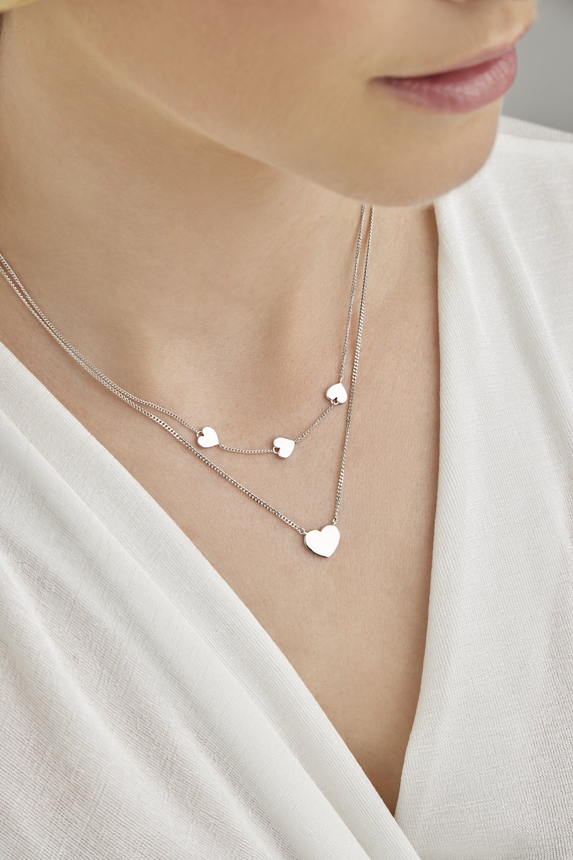 Halskette 925  Sterling Silber rhodiniert Herzen