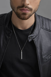 Anhänger mit Kette 925/- Silber matt oxidiert Flechtoptik