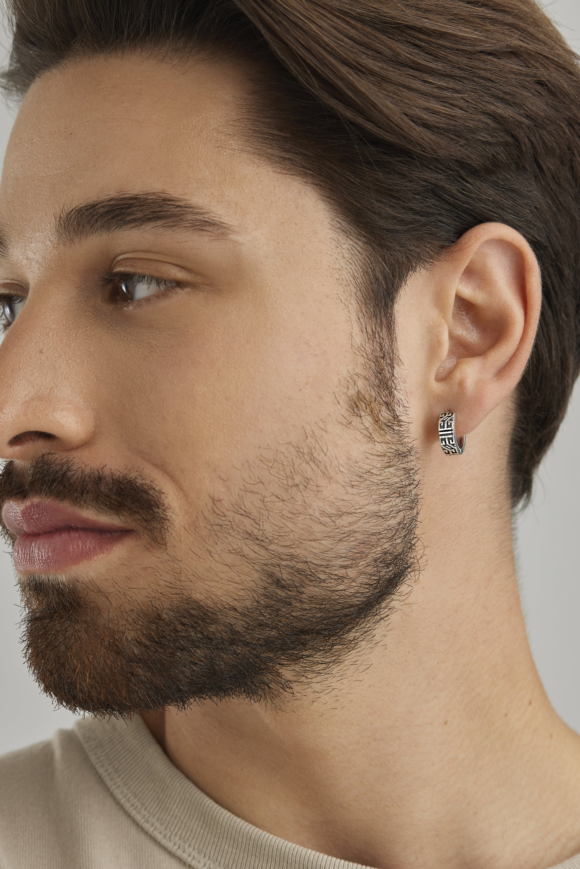 Single Creole 925/-Sterling Silber rhodiniert Ornamente