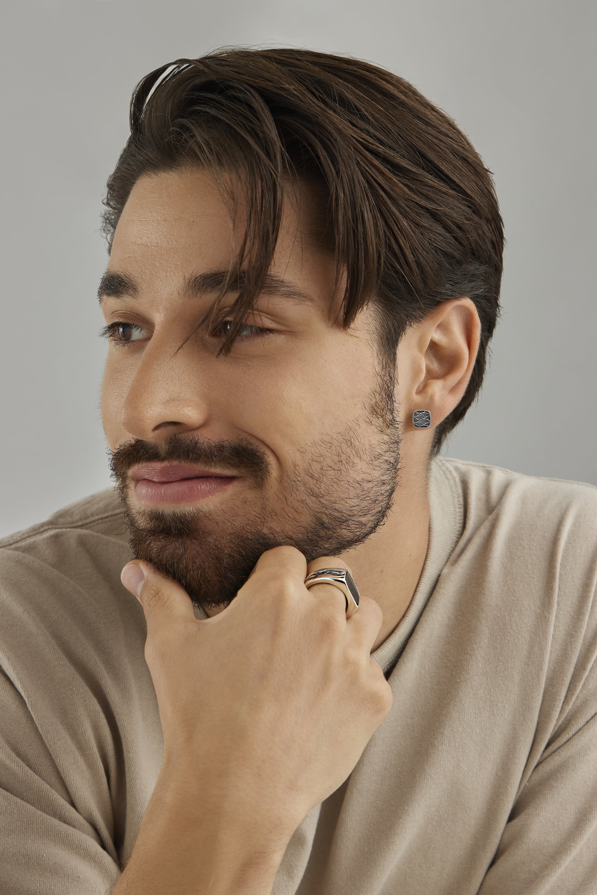 Single-Ohrstecker 925 Sterling Silber rhodiniert Wellen