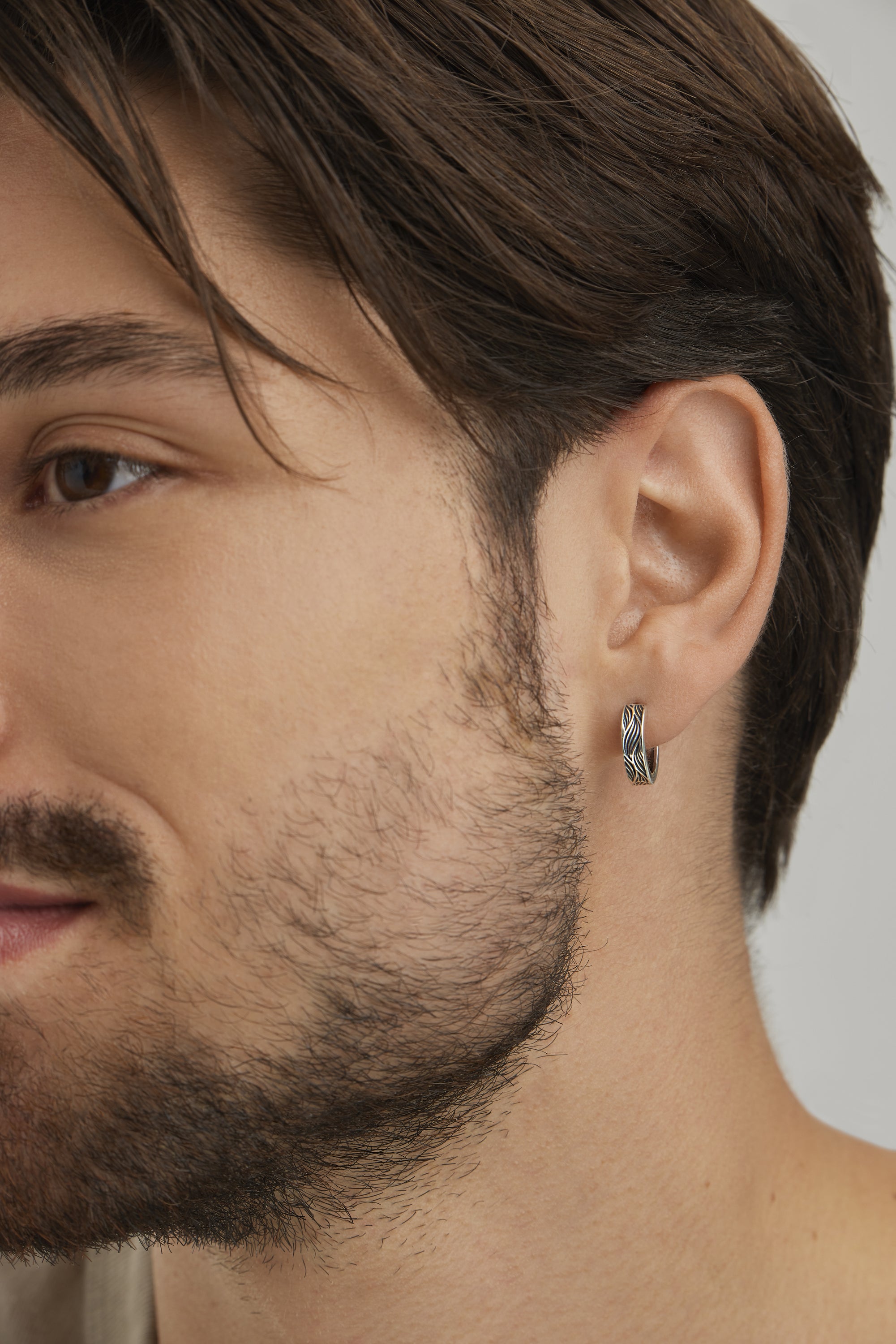 Single-Ohrring 925 Sterling Silber rhodiniert Wellen