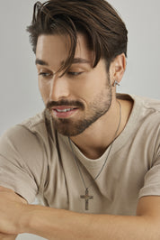 Single Ohrring Silber 925 rhodiniert oxidiert Dreieck