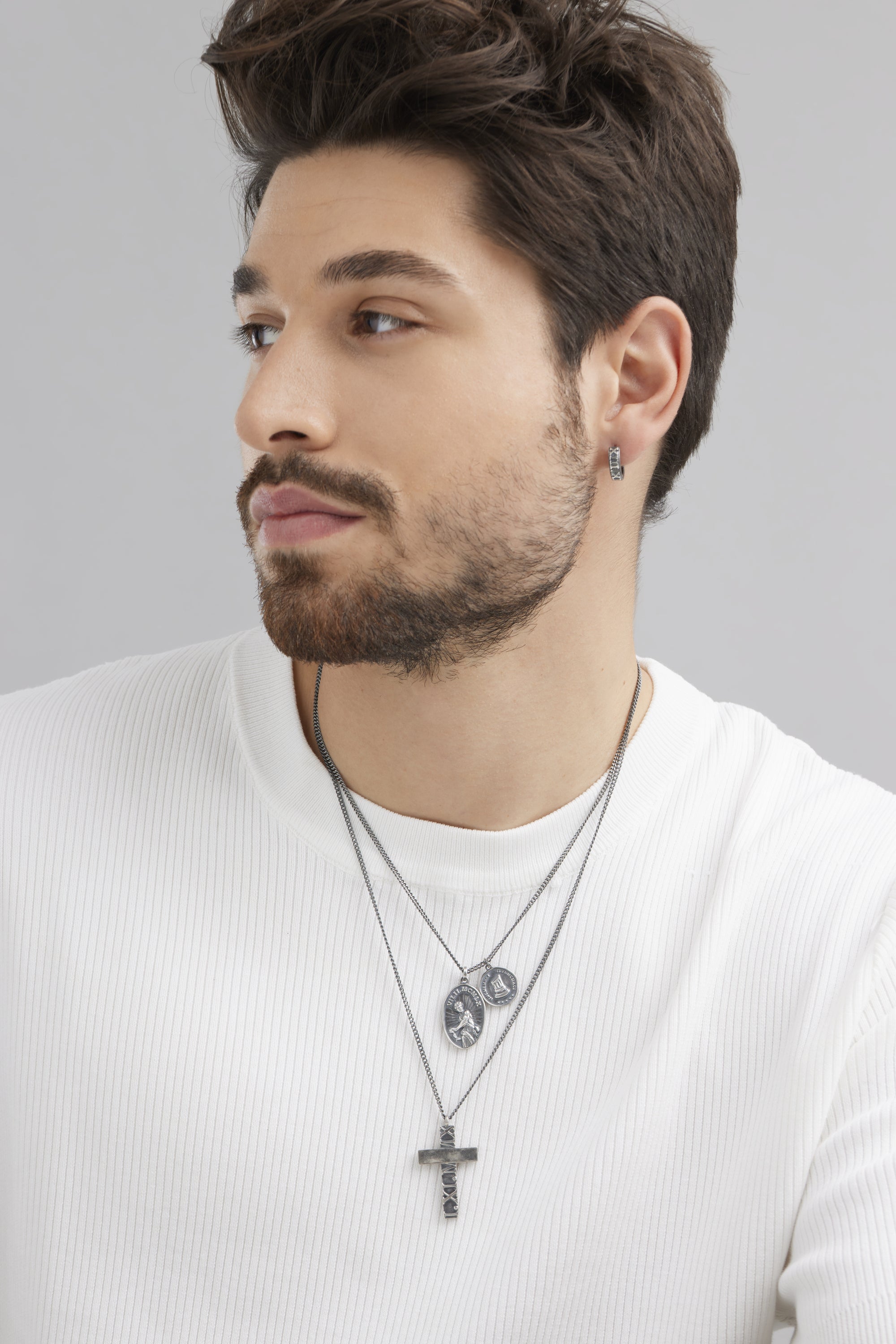 Single Creole 925/- Sterling Silber matt oxidiert