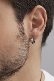 Single Creole 925/- Sterling Silber matt oxidiert