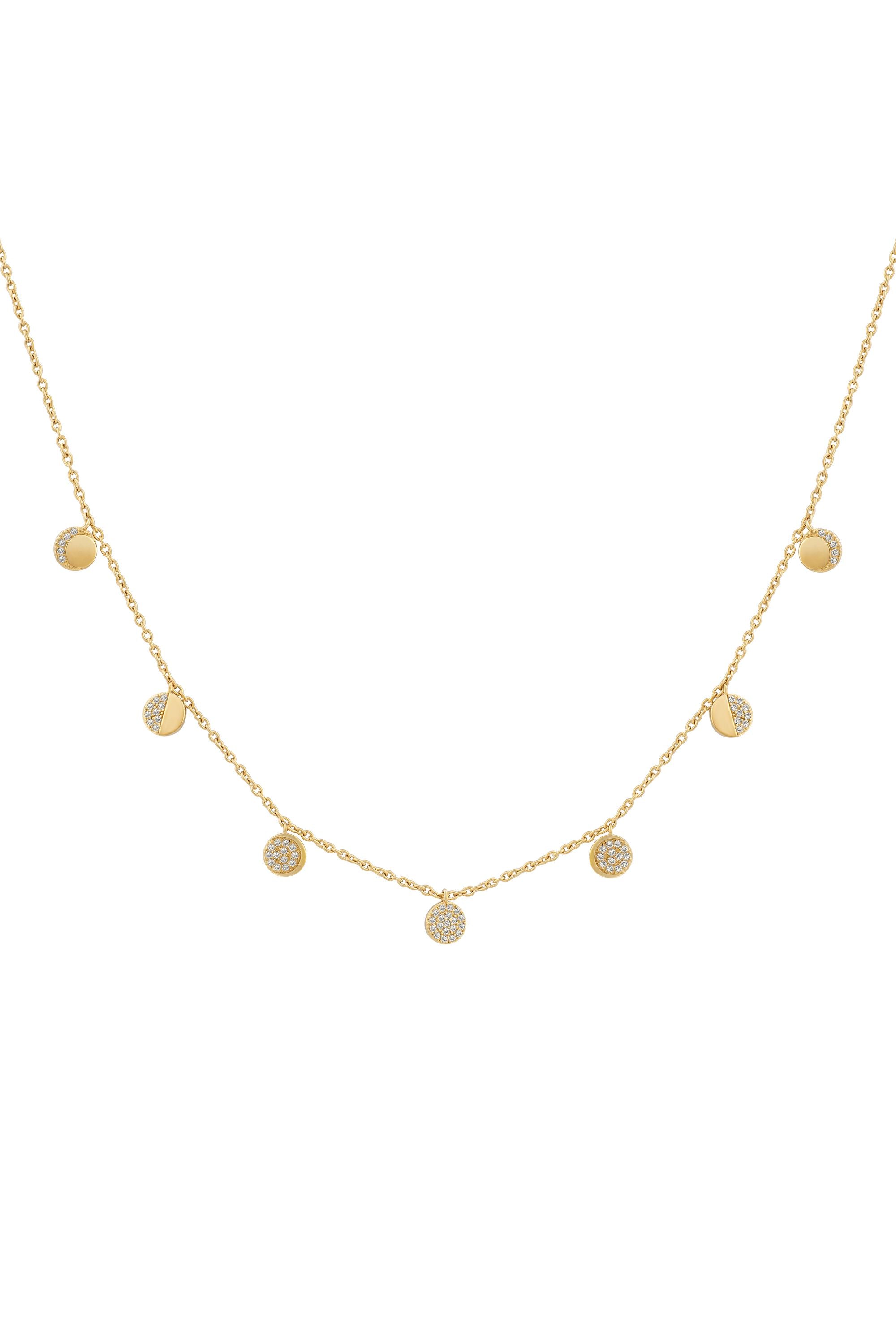 Halskette 925 Silber vergoldet Mondphasen Zirkonia