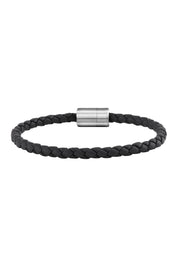 Armband Leder olivenblattgegerbt  schwarz Stahl