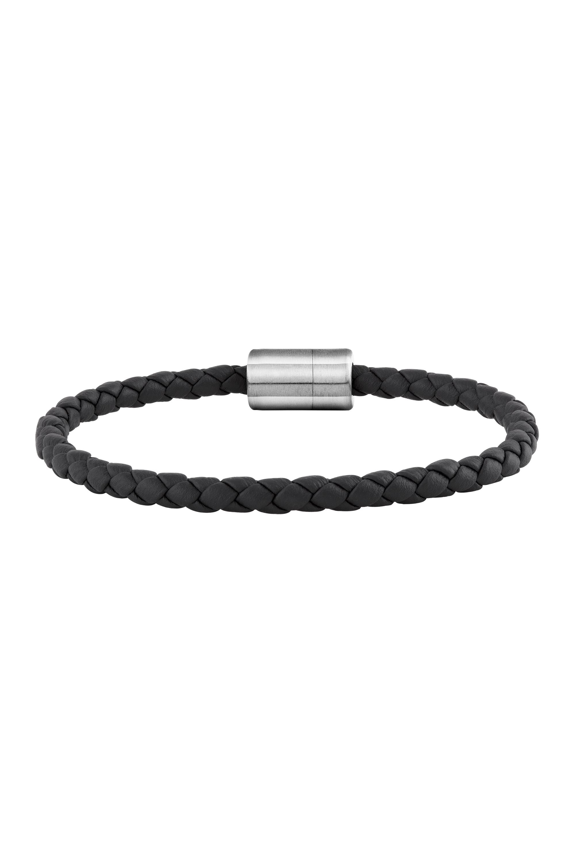 Armband Leder olivenblattgegerbt  schwarz Stahl