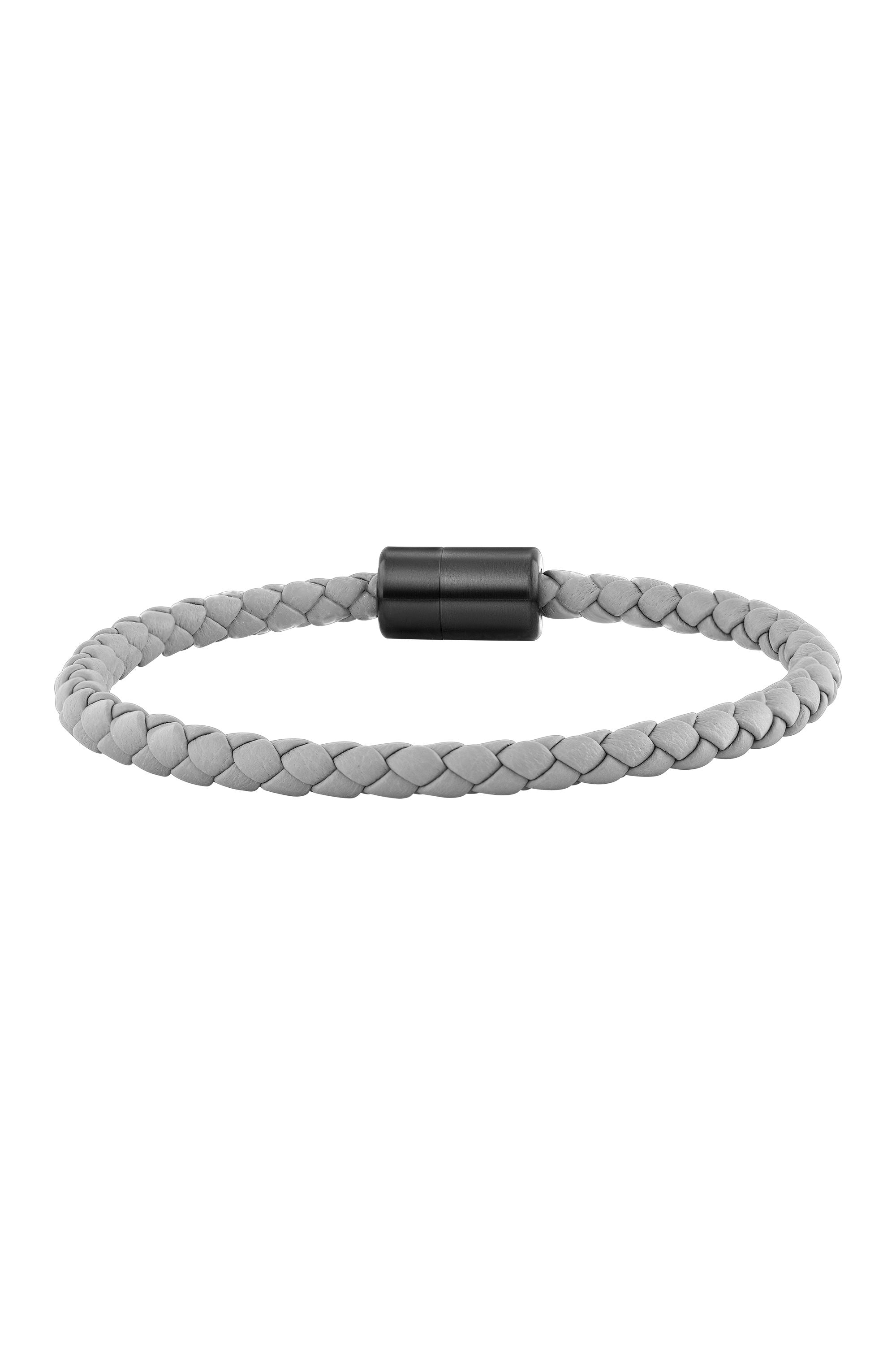 Armband Leder olivenblattgegerbt  grau schwarz