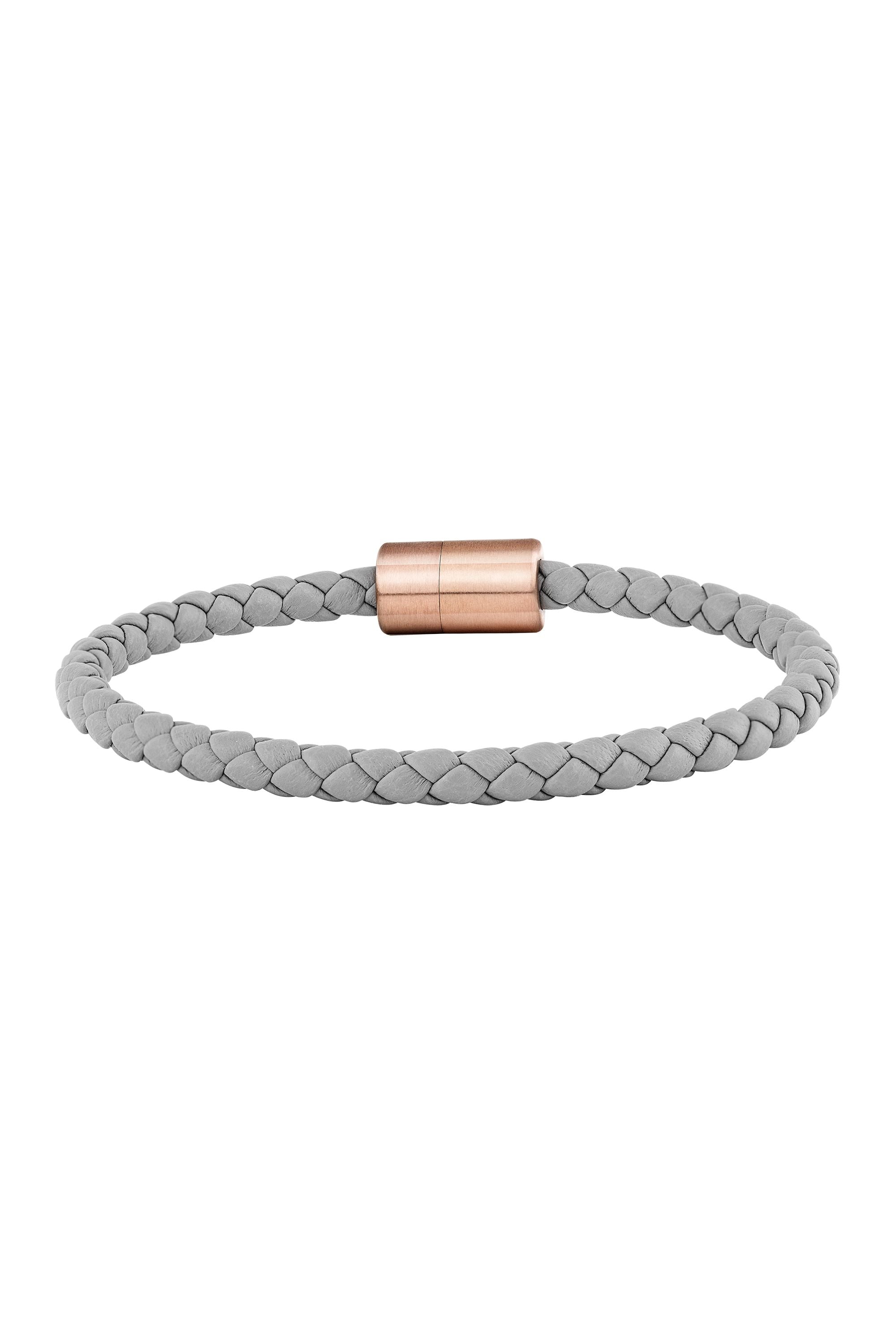 Armband Leder olivenblattgegerbt  grau rosé