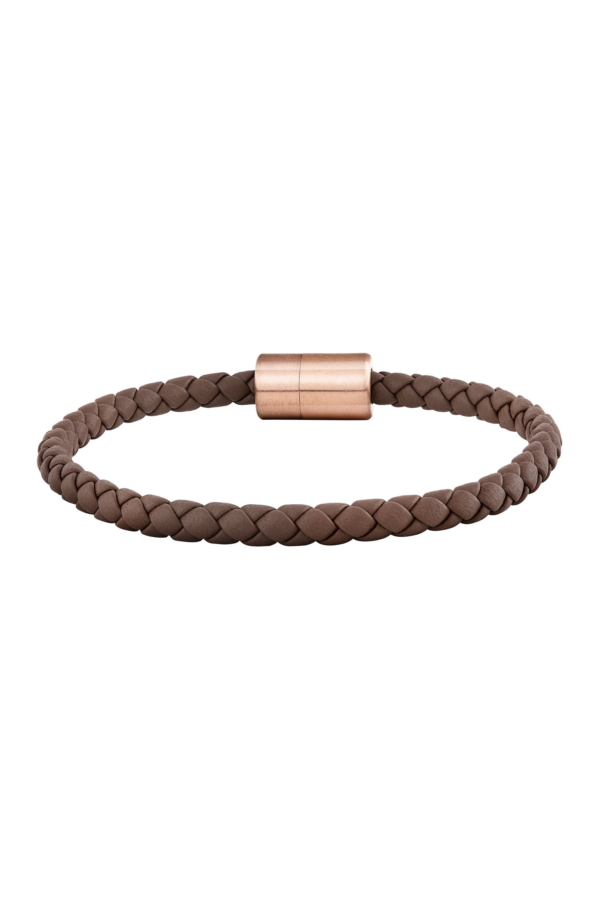 Armband Leder olivenblattgegerbt  braun rosé