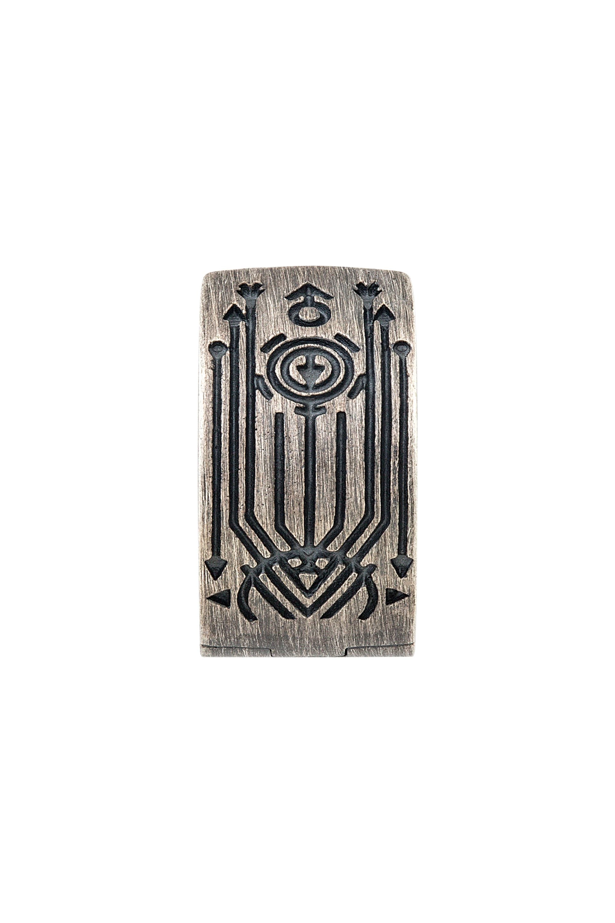 Single Creole 925 Silber matt oxidiert Tattoo Motiv