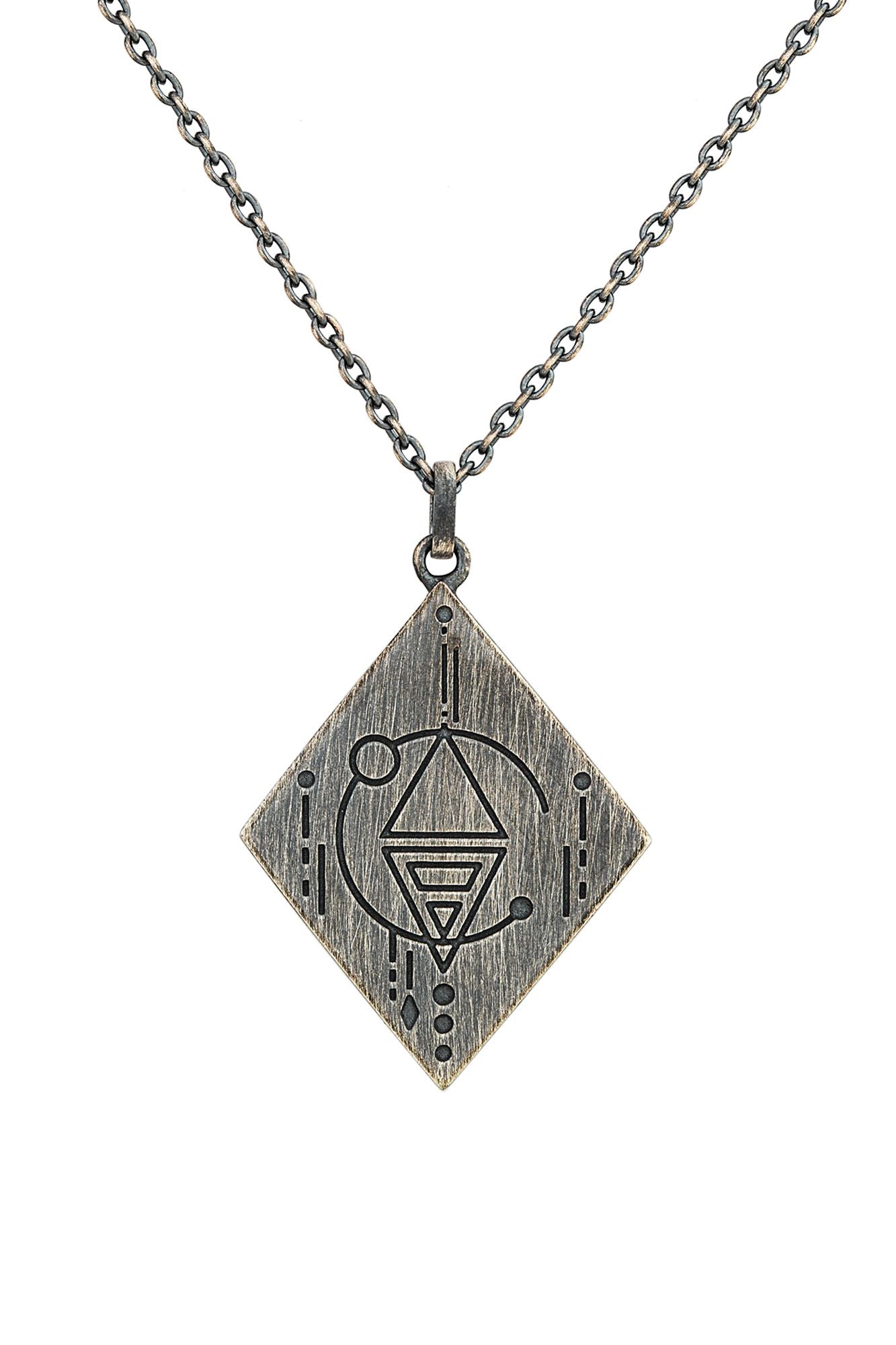 Anhänger mit Kette 925/- Silber matt oxidiert Tattoo Motiv