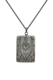 Anhänger mit Kette 925/- Silber matt oxidiert Tattoo Motiv